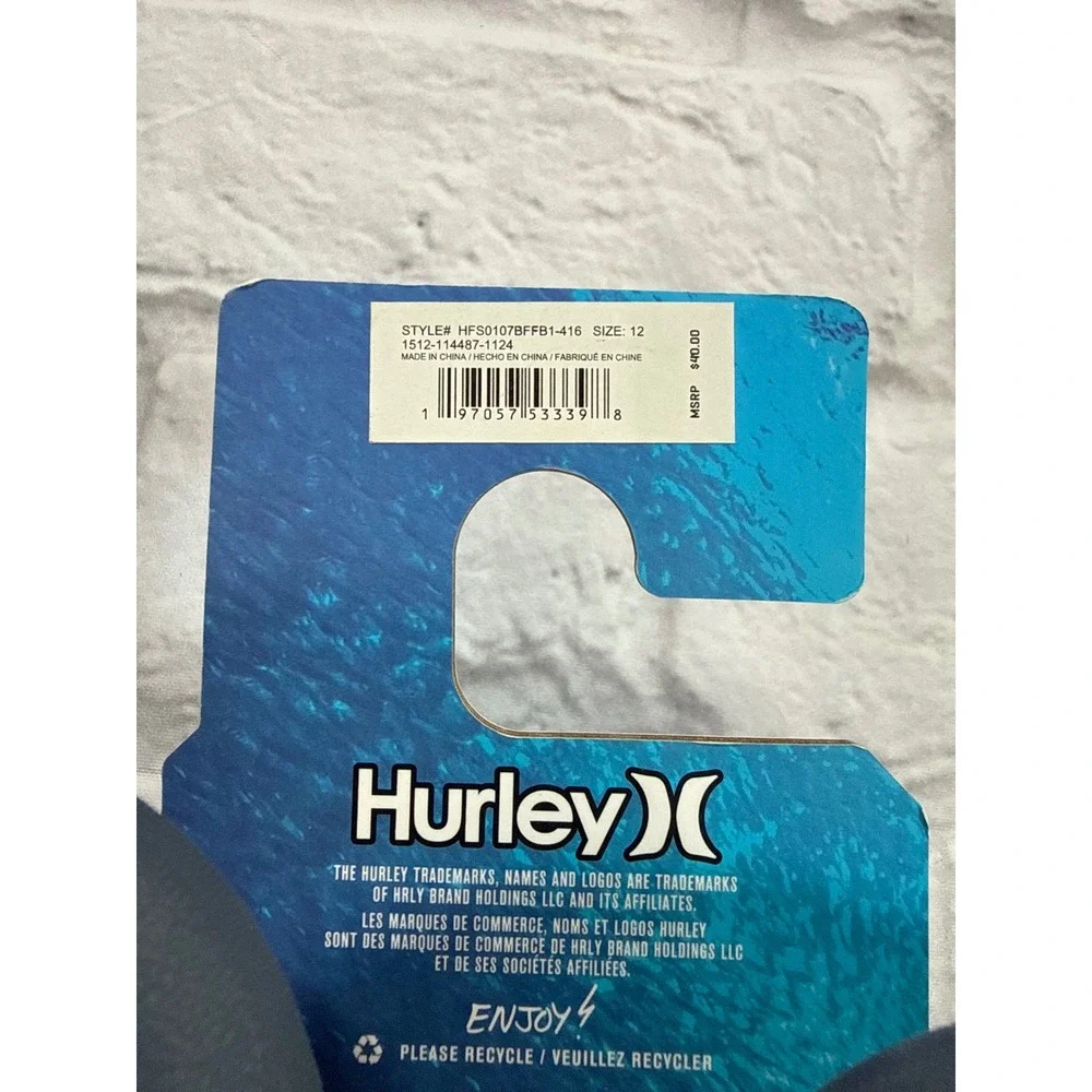 Hurley Sport Slides Mens Size 12 Blue New Logo Sandals HFS0107BFFB1-416